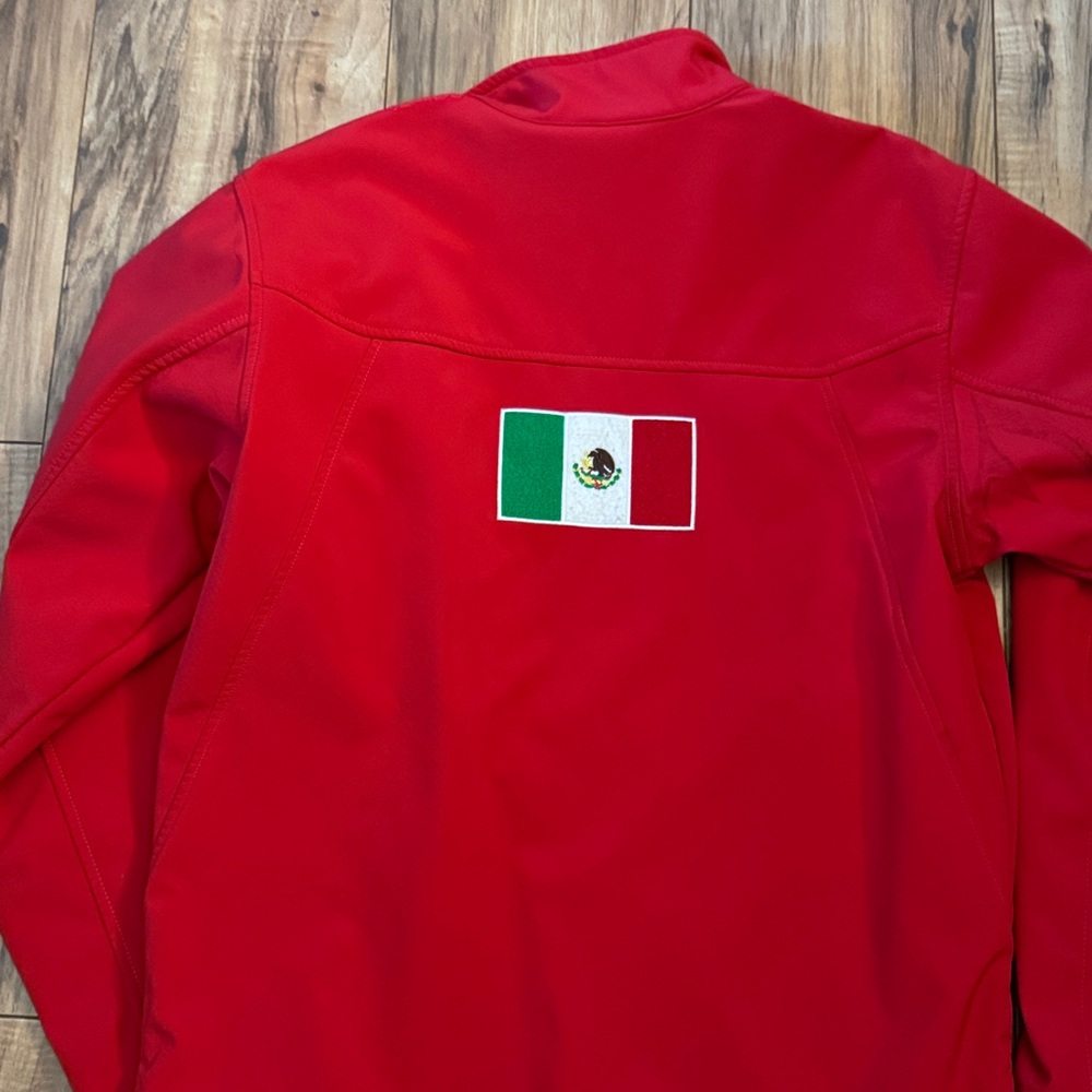 Ariat Red  Full-Zip Fleece Jacket with Logo Sleeve size (S) Men - Picture 6 of 6